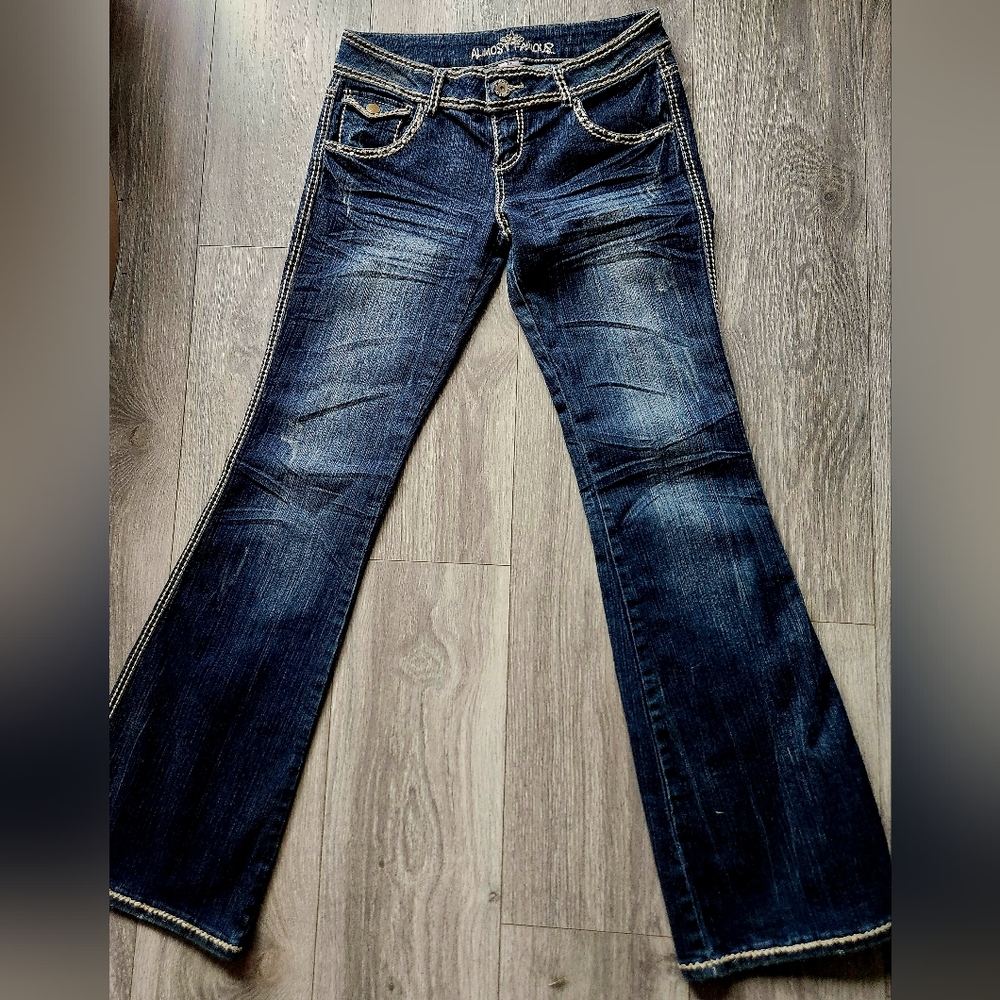 Almost Famous Flare Wide Leg Jeans with Vintage Fade